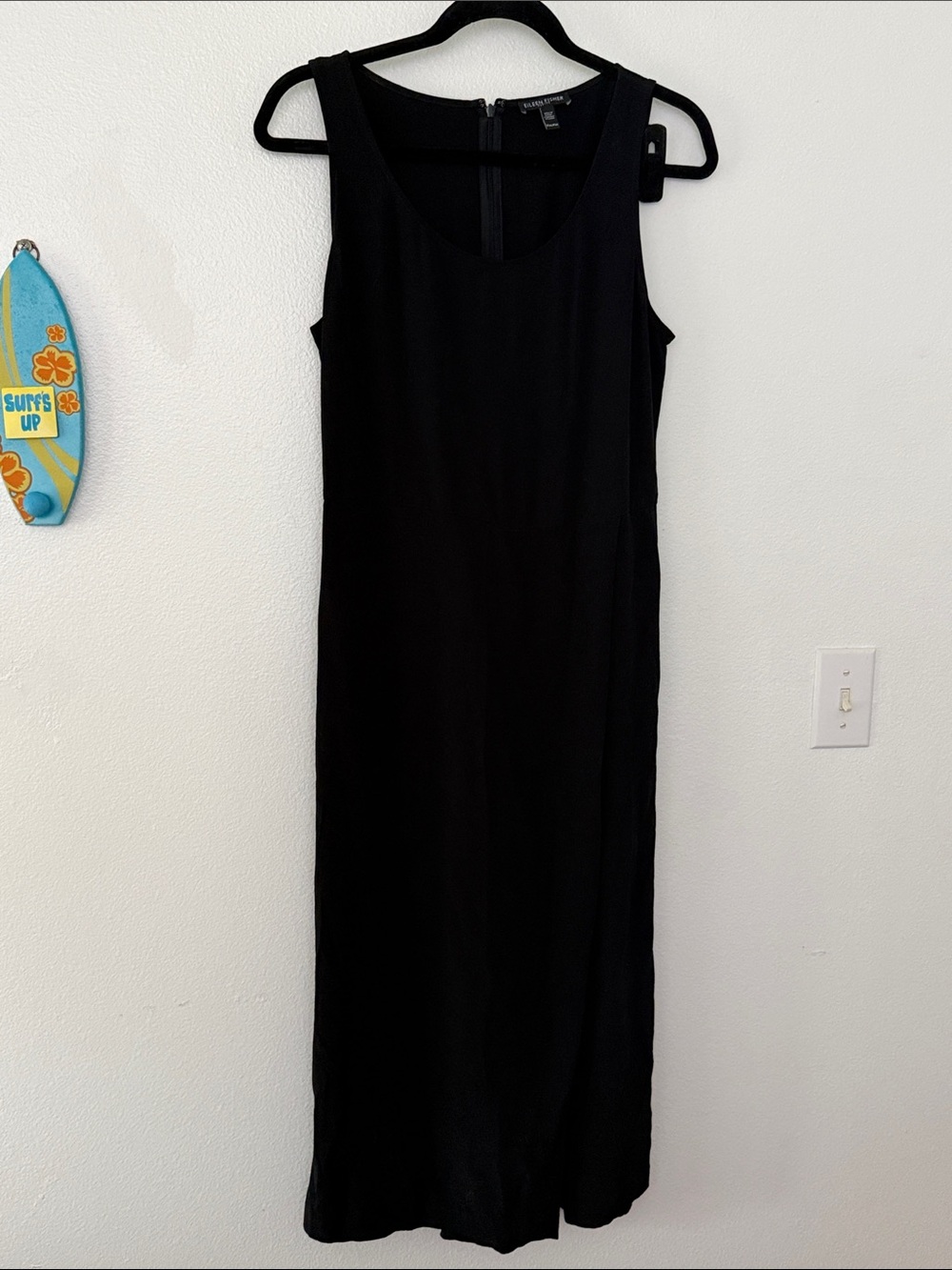 Eileen Fisher Black Sleeveless Scoop-Neck Faux-Wrap Cropped Jumpsuit Petite M - Picture 1 of 9